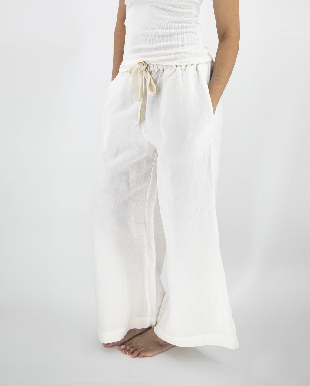 Ava Wide Leg Linen Pant | 100% French Flax | Elasticated Drawstring Waist | Full Length | 12 Colors | S/M–M/L | Sunday Morning