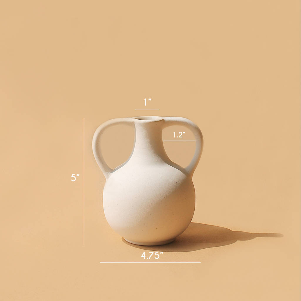 Bobble Ceramic Vase | Ancient-Inspired Sculpture | Dried Flowers | Terracotta & Off-White