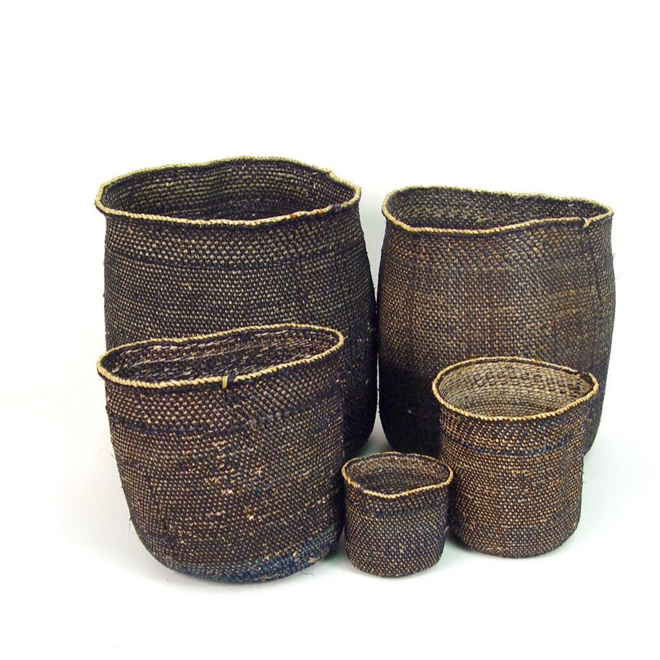 Tanzanian Iringa Baskets | Light & Black | Handwoven Milulu Grass | Natural Plant Dyes | Women Weavers | Tanzania | Mbare