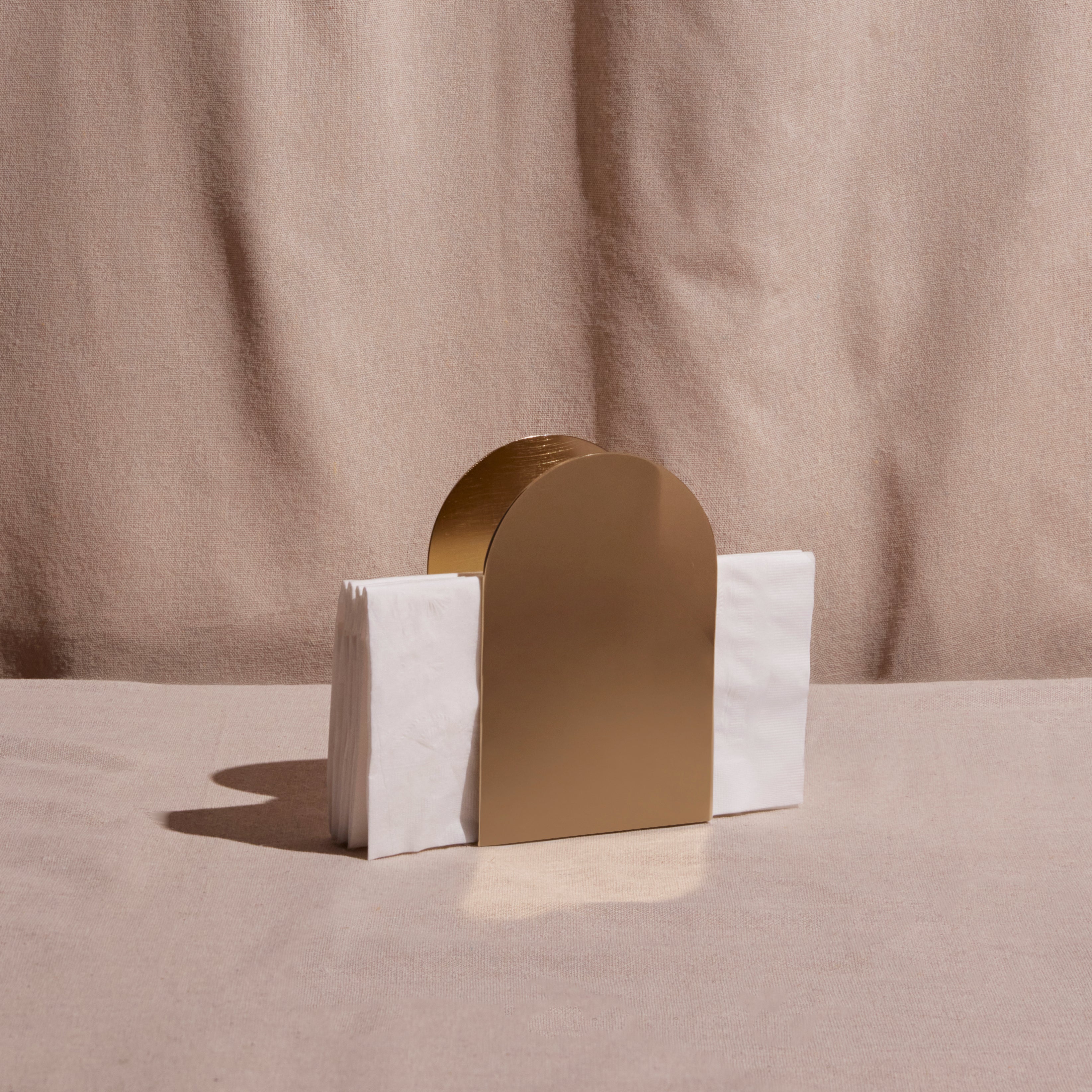 Arco Napkin Holder | Brass Finish | Handcrafted in India | Stainless Steel | Fair Trade | 4" x 2" x 6" | Meso Goods | Powered by People