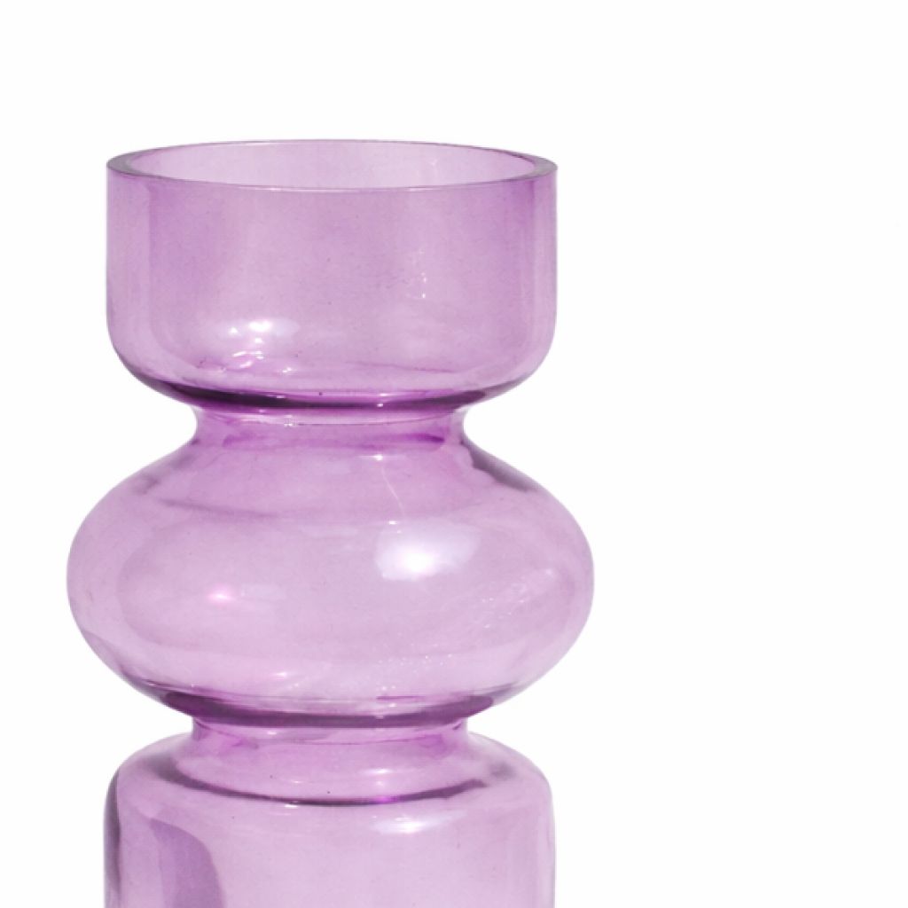 Iris Frosted Glass Vase | Symmetrical Form | Light Play | 11" | Purple & Frosted White | Osmos Studio