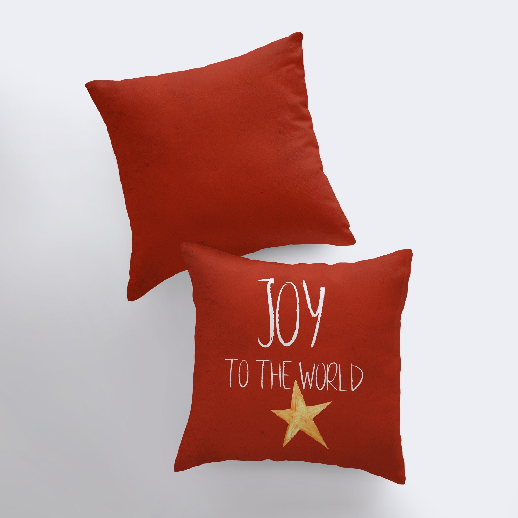 "Joy to the World" Christmas Throw Pillow — Red | Handmade Holiday Decor