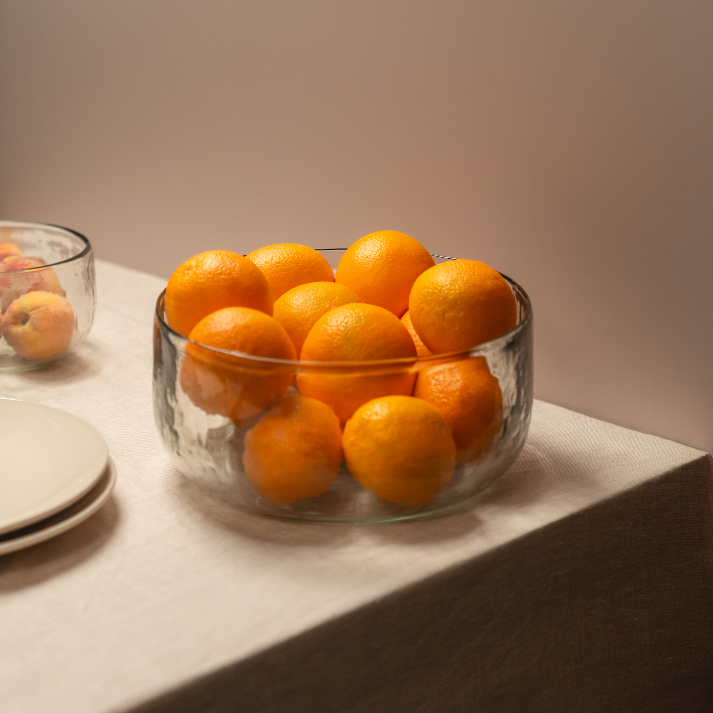 Pebbled Salad Bowl | Large | Hammered Texture Clear Glass | Serving Bowl | Powered by People