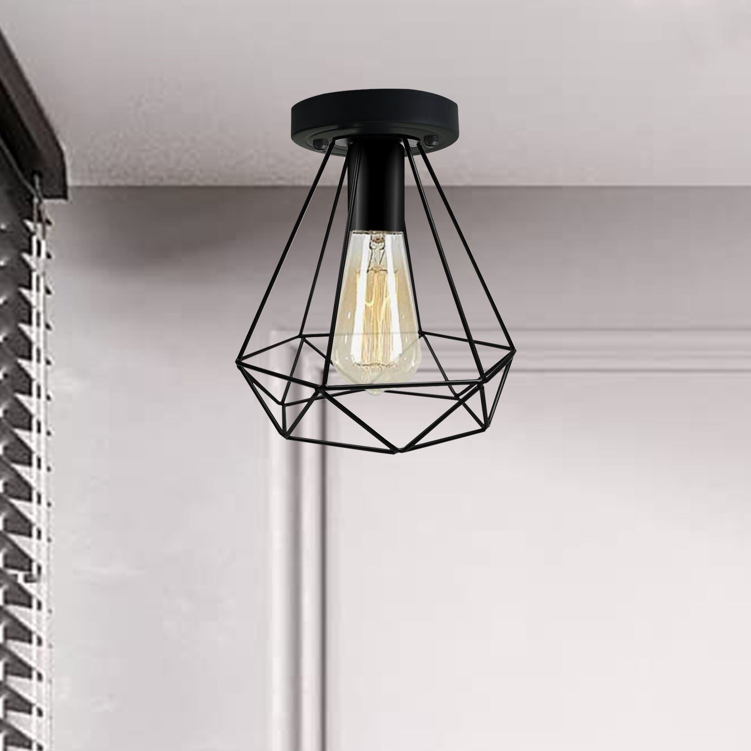 Industrial Black Wire Light Shade ceiling flush Lighting~1002