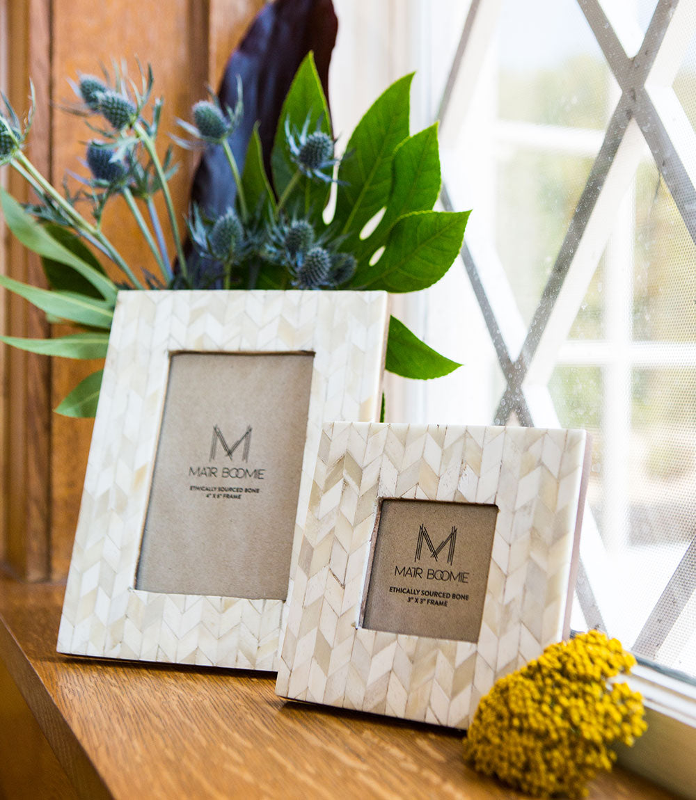 Selah 4x6 Picture Frame | Hand Carved Mosaic Chevron