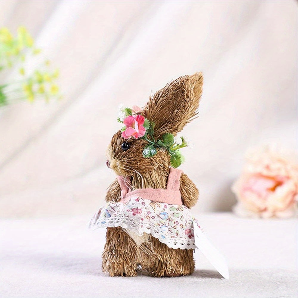 Funny Sisal Easter Bunny Spring Home Decor Statue