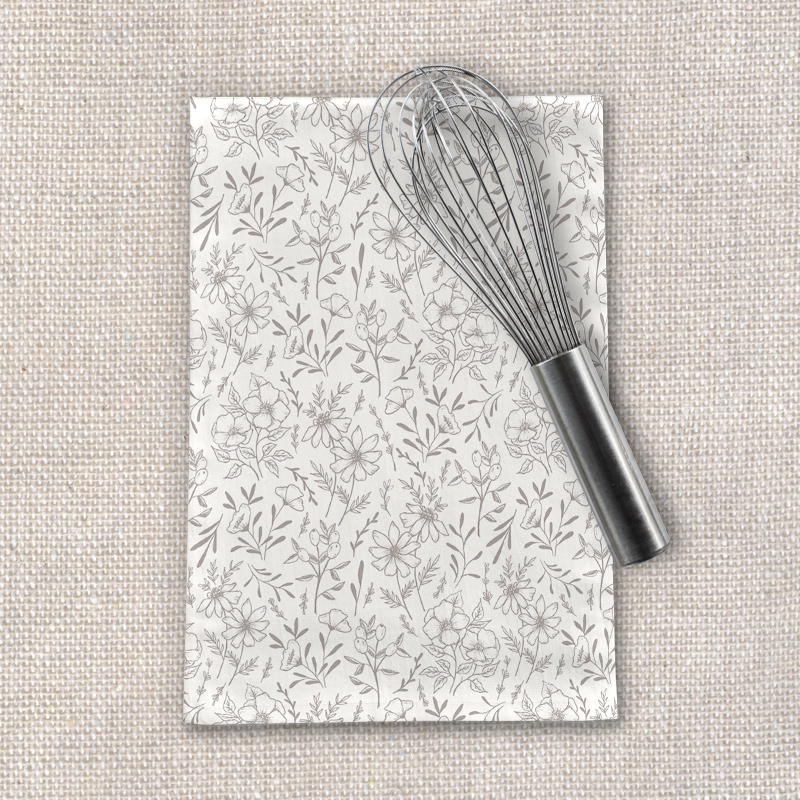 Ivory Flower Tea Towel | Lauren Ullrich Art | 18x30" Cotton Twill