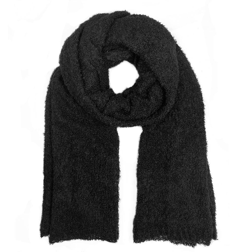 Black Ultra Plush Alpaca Wrap Scarf | 89% Alpaca | 80"x24" | Handmade in Peru | One of a Kind | SLATE+SALT