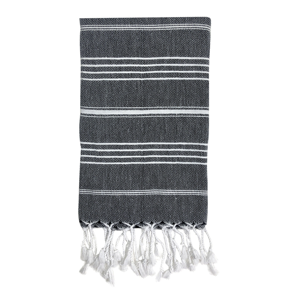 Classic Turkish Hand Towel | Turkey | 100% Turkish Cotton | Hand-Knotted Fringe | 5 Colors | SLATE + SALT