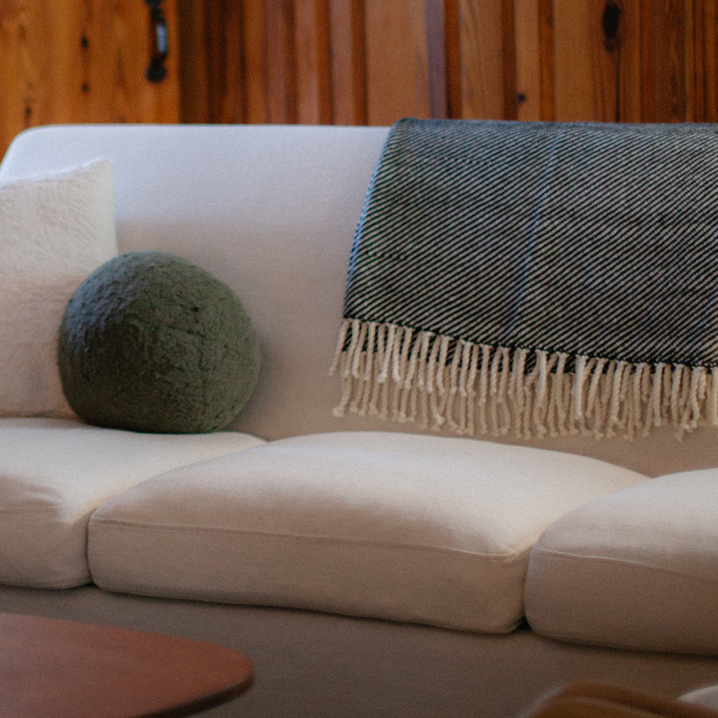 Chunky Black Stripe Alpaca Throw