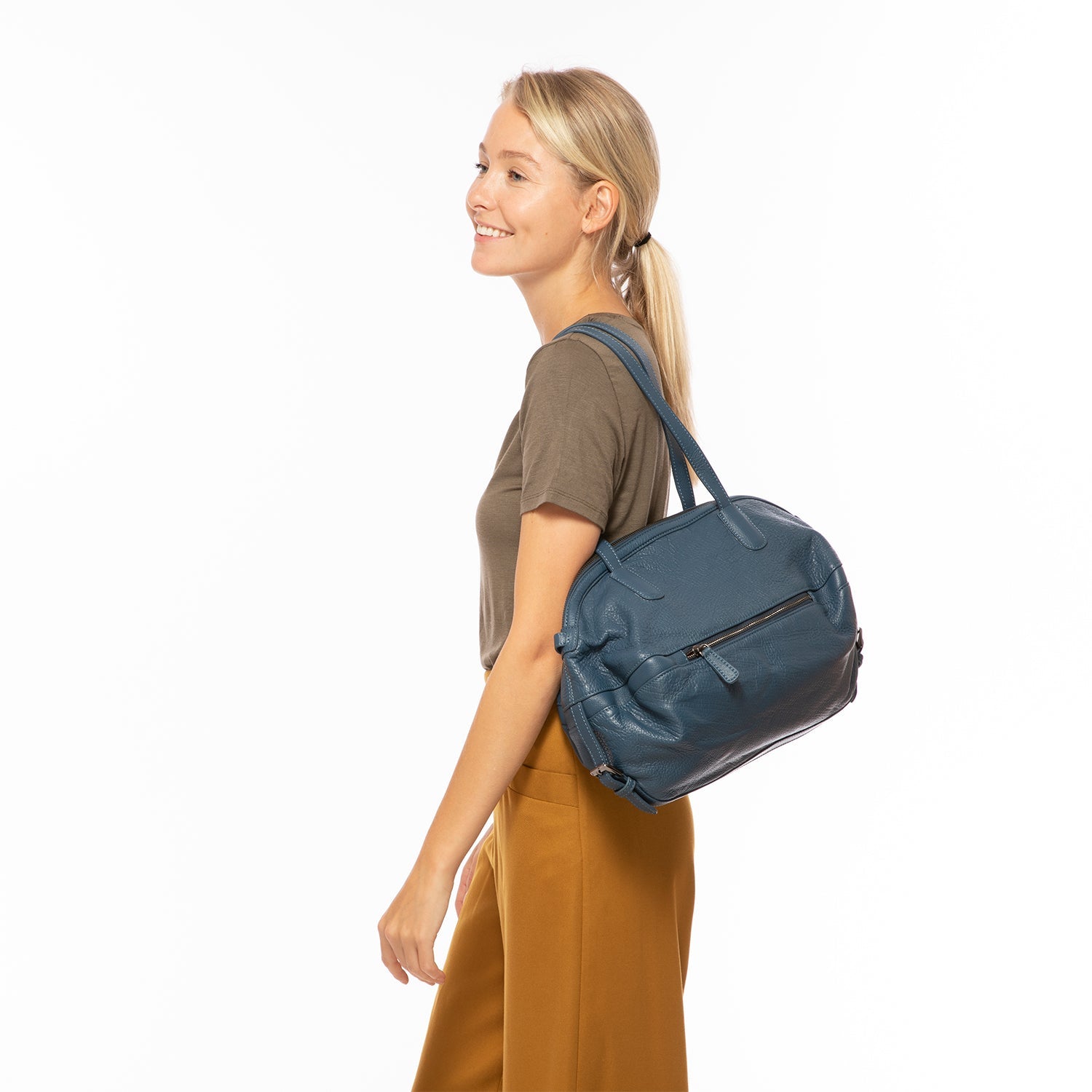 The Catherine - Blue Leather Satchel Bag