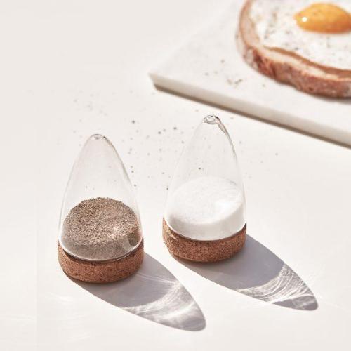 BOEIEN Mouth-Blown Glass & Cork Salt & Pepper Shakers | Set of 2 | Netherlands