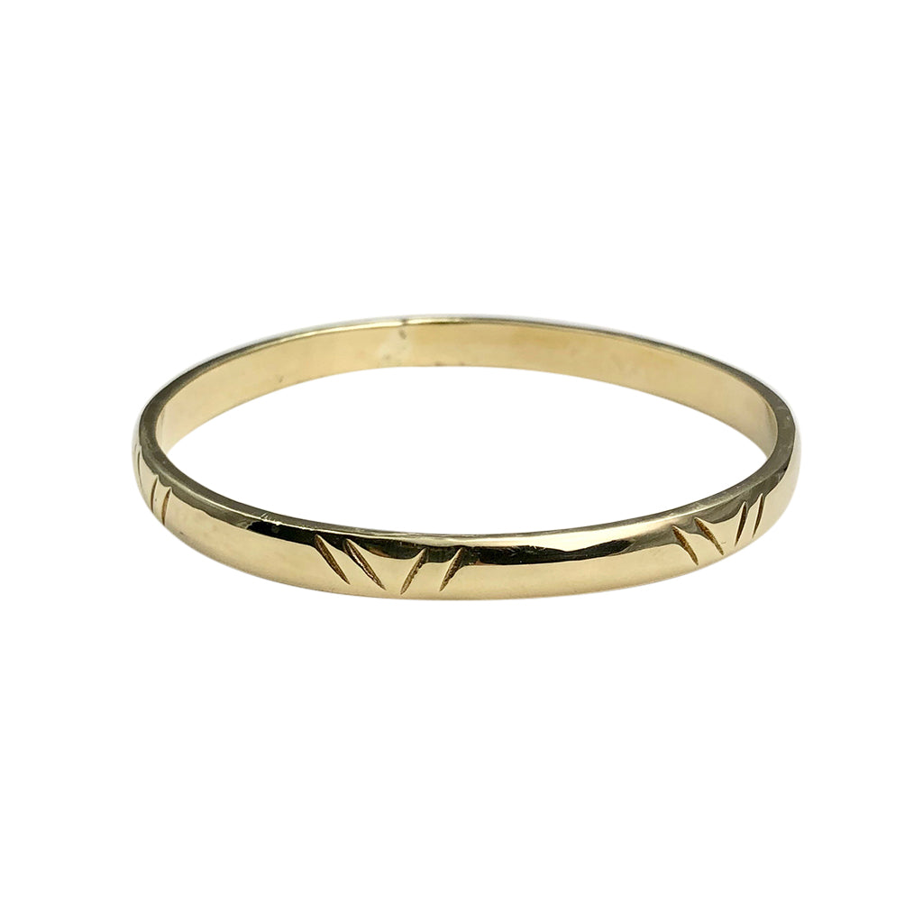 Carved Brass Bangle Bracelet