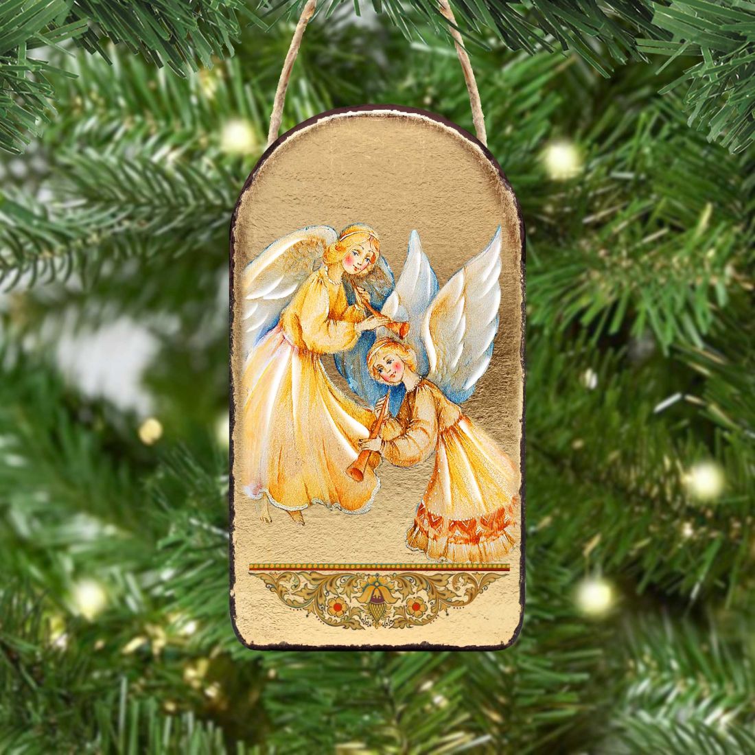 Angels Watching Over You Religious Christian Sacred Icon Ornament - Inspirational Icon Decor - 87046