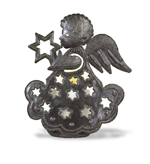 Little Angel Tea Light Candle Holder | Croix-des-Bouquets | Recycled Steel Metal Art | Gaby Alcidon