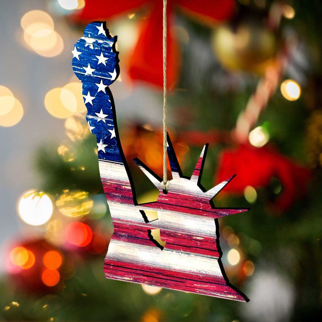 Statue of Liberty Rustic Wooden Ornaments - American Patriotic Decor - 8198918