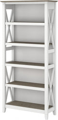 Bush Furniture Key West 66 Inch Bookcase Shiplap Gray White