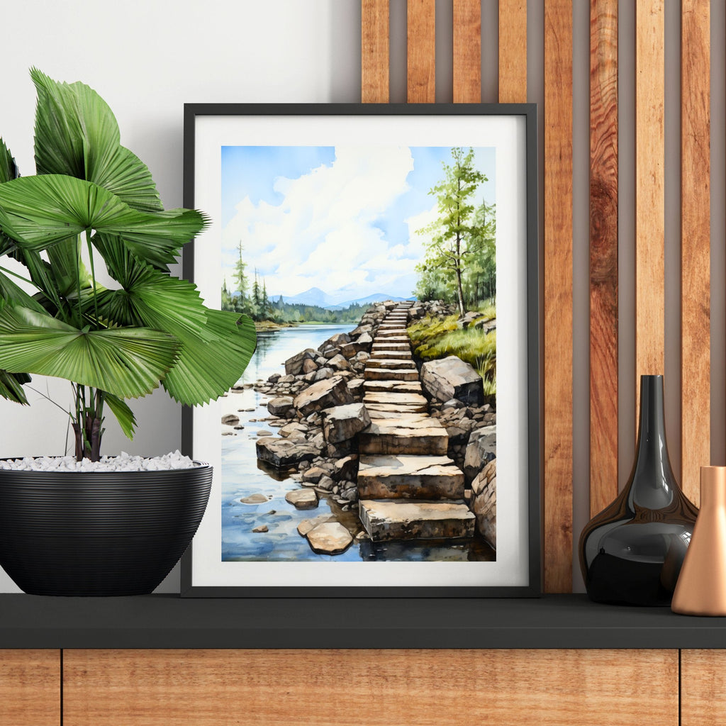 Wall Decor Giclee Poster Art Print - Rustic Stepping Stone Inspiration