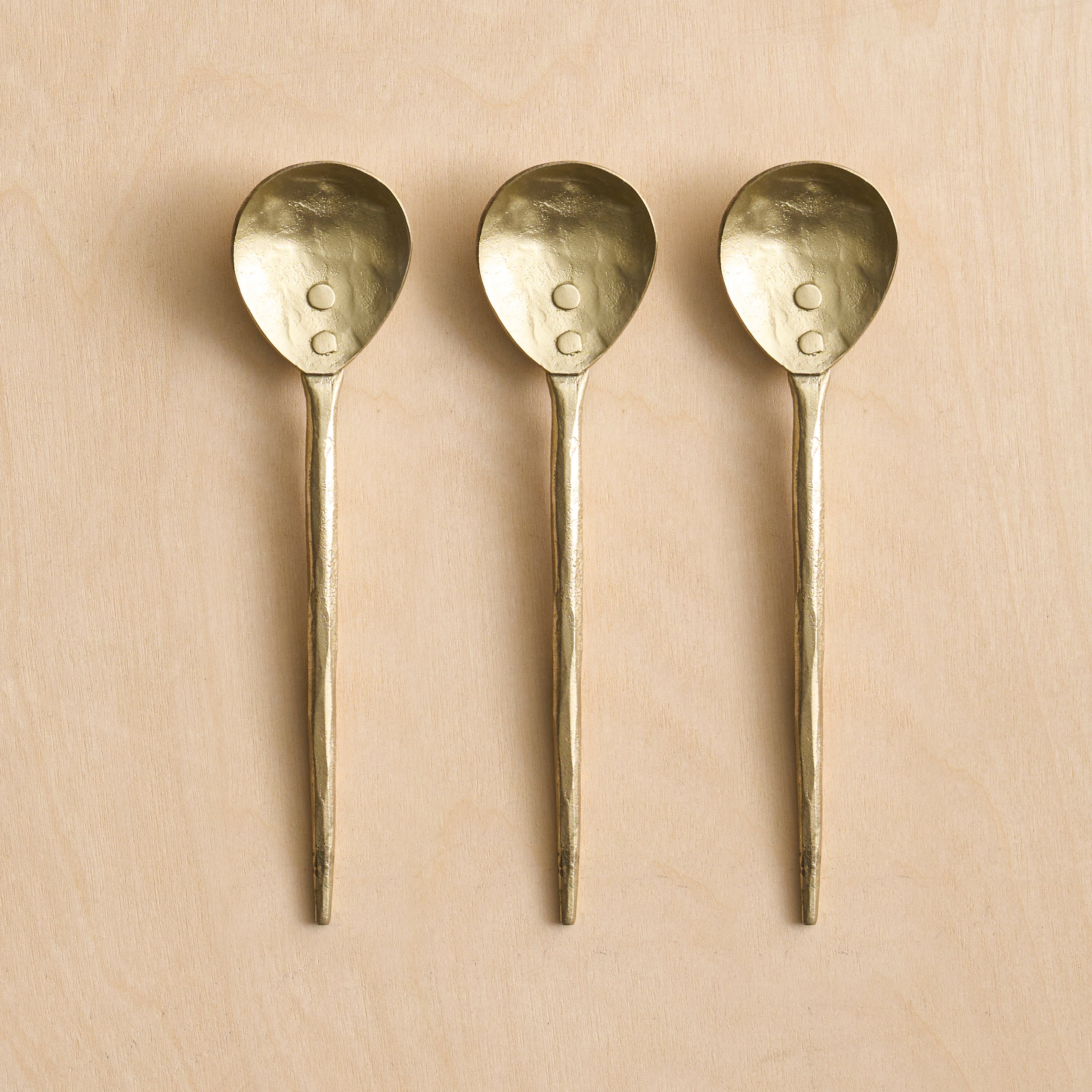 Forge Brass Small Spoons Set of 3 | Handcrafted Textured Finish | Powered by People