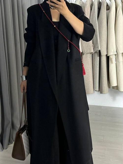 Women’s Loose Double-Sided Wool Overcoat – Elegant Long Coat