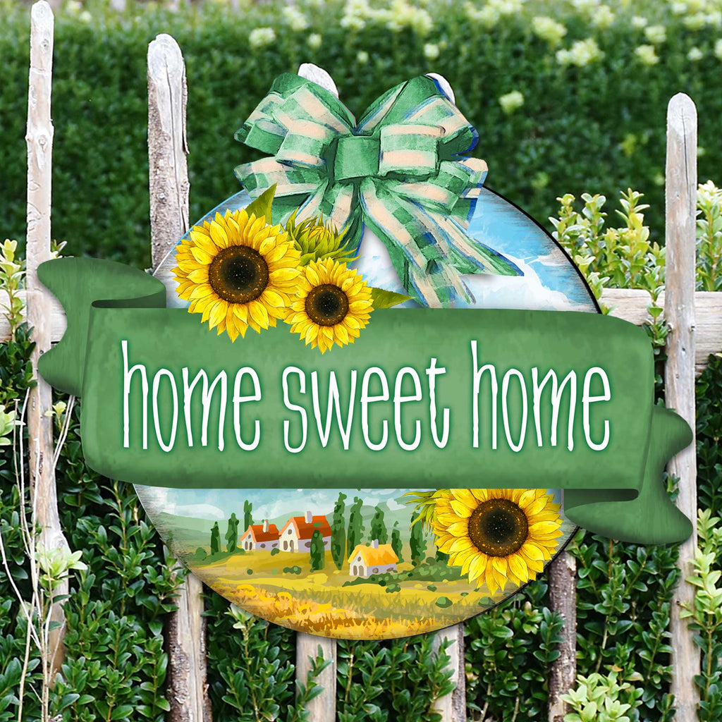 Front door welcome sign Home Sweet Home wreath Main entrance welcome sign - Wooden front porch decor - 933104H