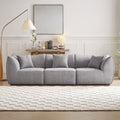 112" Grey Teddy Fleece 3-Seater Sofa | Deep Seats | Hardwood Frame | Memory Foam
