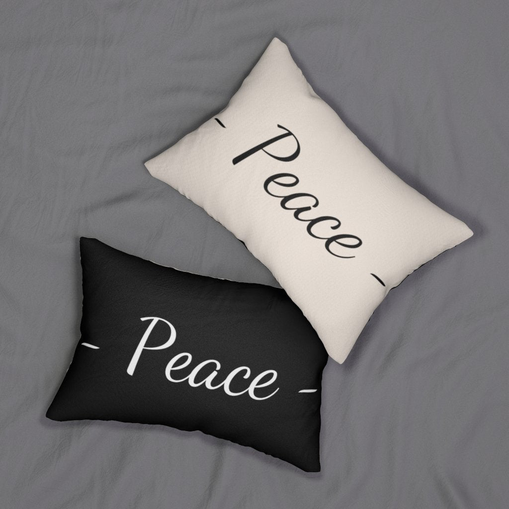 Decorative Lumbar Throw Pillow - Peace - Beige Black