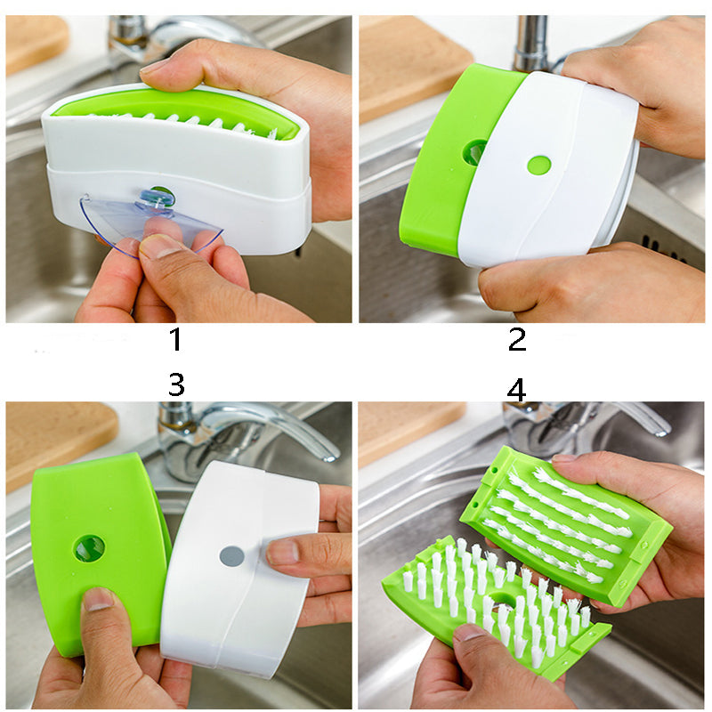 Creative Kitchen Knife And Fork Chopsticks Cleaning Brush With Suction