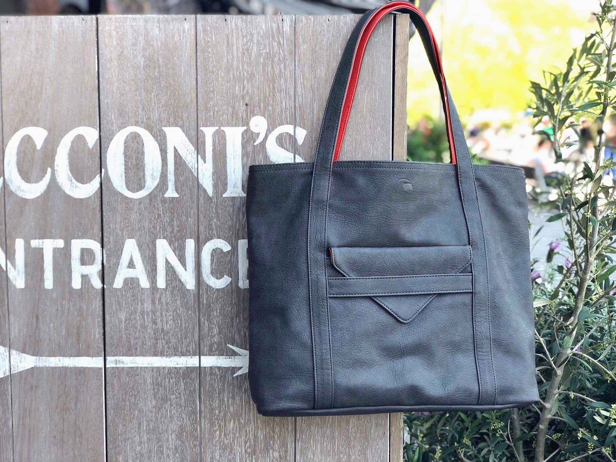 Borough Vegan Leather Tote | Wood Trim | Magnetic Closure | Espresso, Black & Charcoal | Canopy Verde