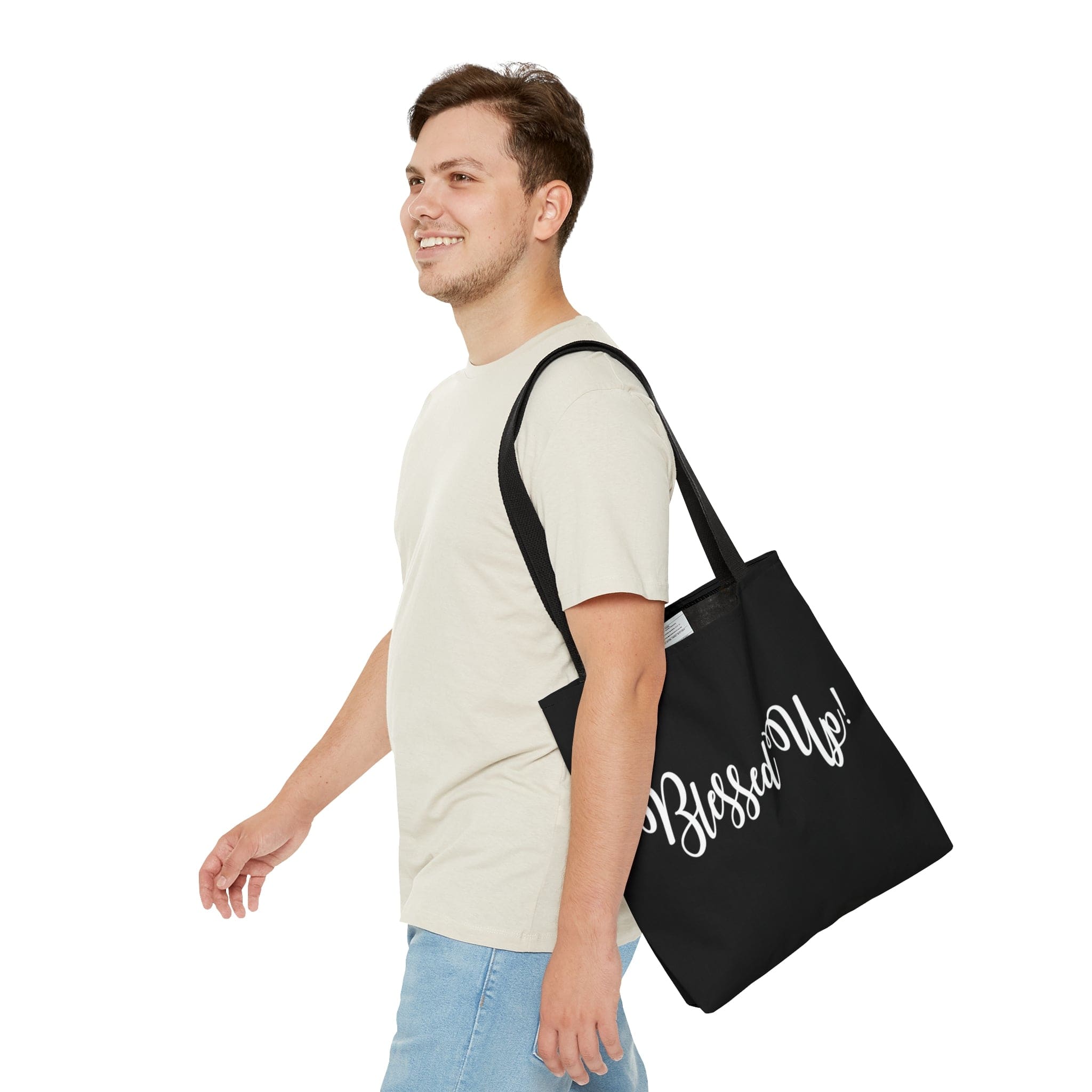 Large Tote Bag Blessed Up Christian Inspiration Motivational Quote