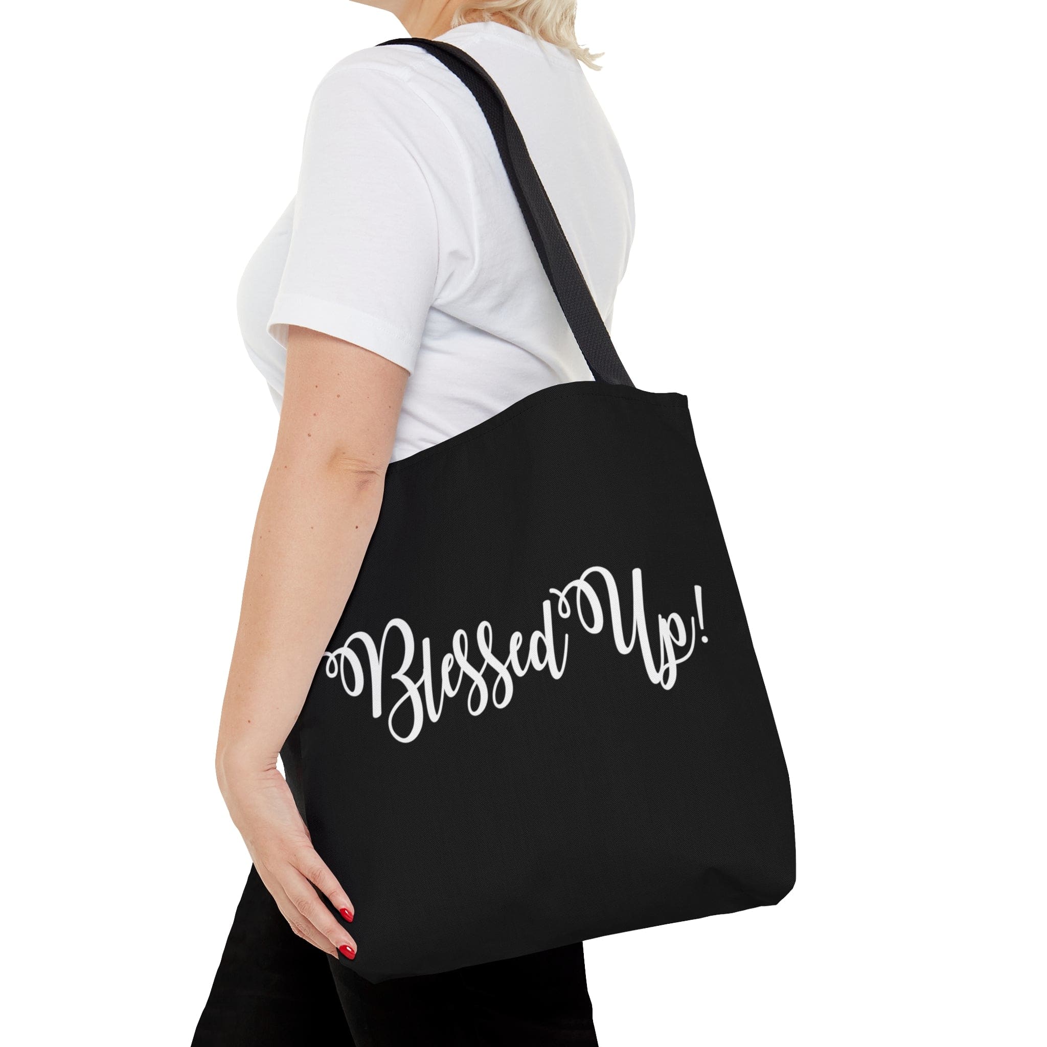 Large Tote Bag Blessed Up Christian Inspiration Motivational Quote