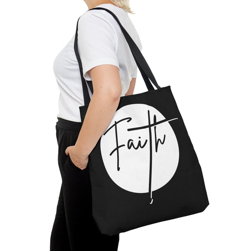 "Faith" Christian Affirmation Tote Bag | White & Black | S/M/L