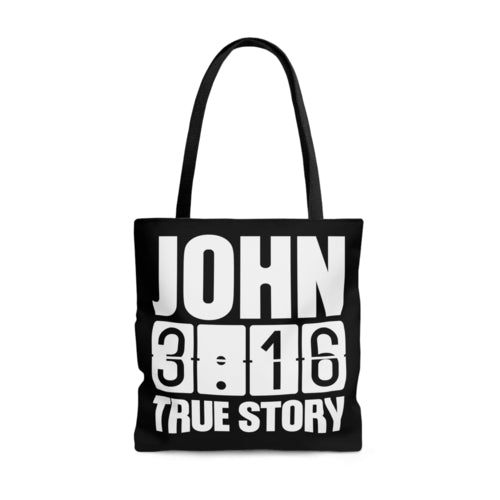 "John 3:16 — True Story" Scripture Inspiration Tote Bag | S/M/L