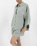 Carrie Linen Sleepwear Set | 100% French Linen | Oversized Shirt & Shorts | 11 Colors | S–L | Sunday Morning