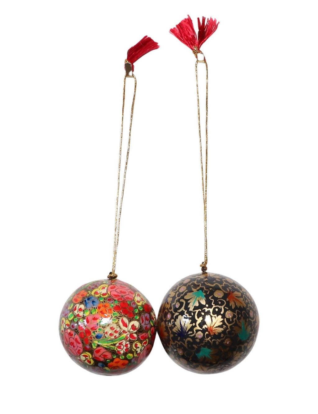 Floral Christmas Ornaments – Hand-Painted Papier-Mâché