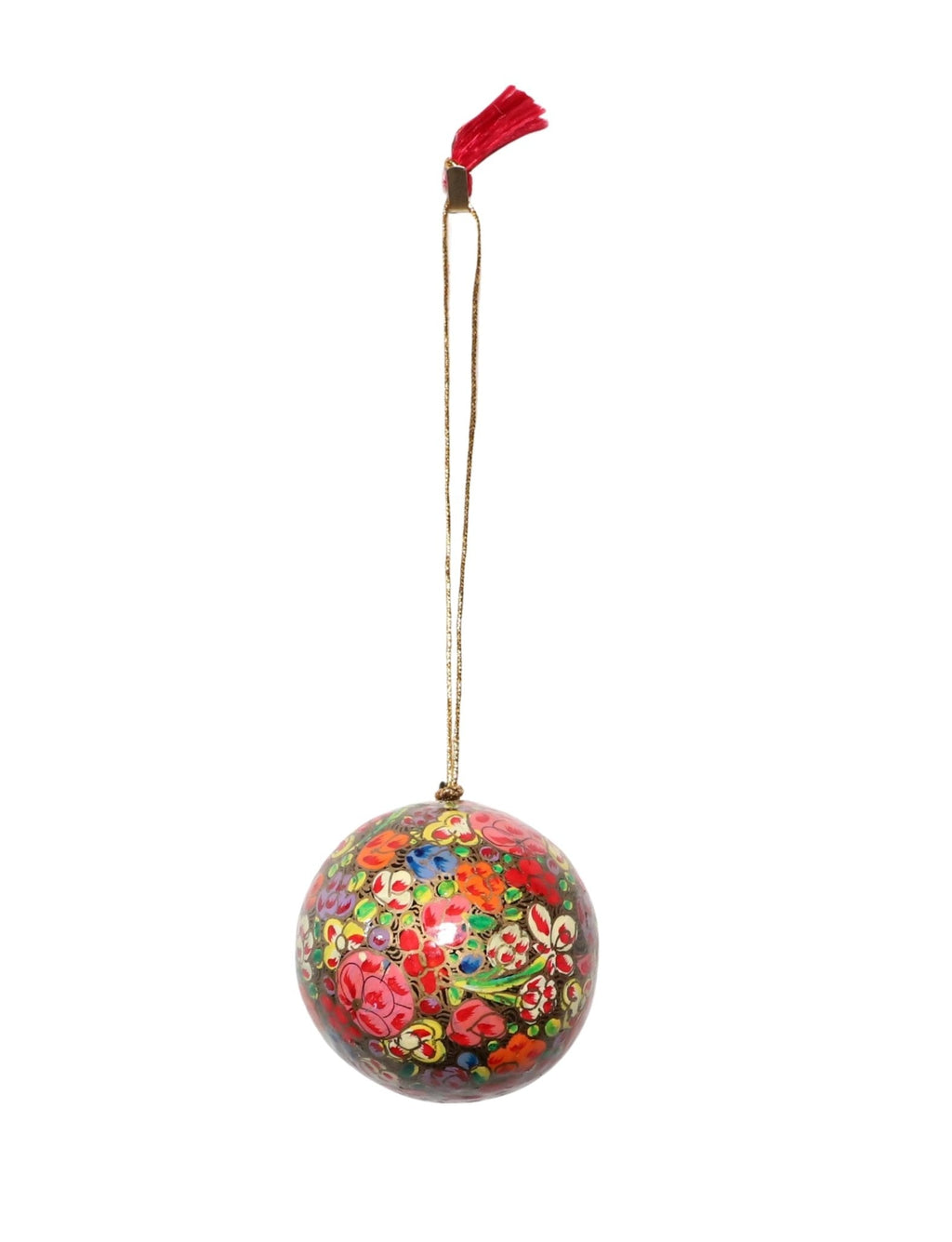 Floral Christmas Ornaments – Hand-Painted Papier-Mâché