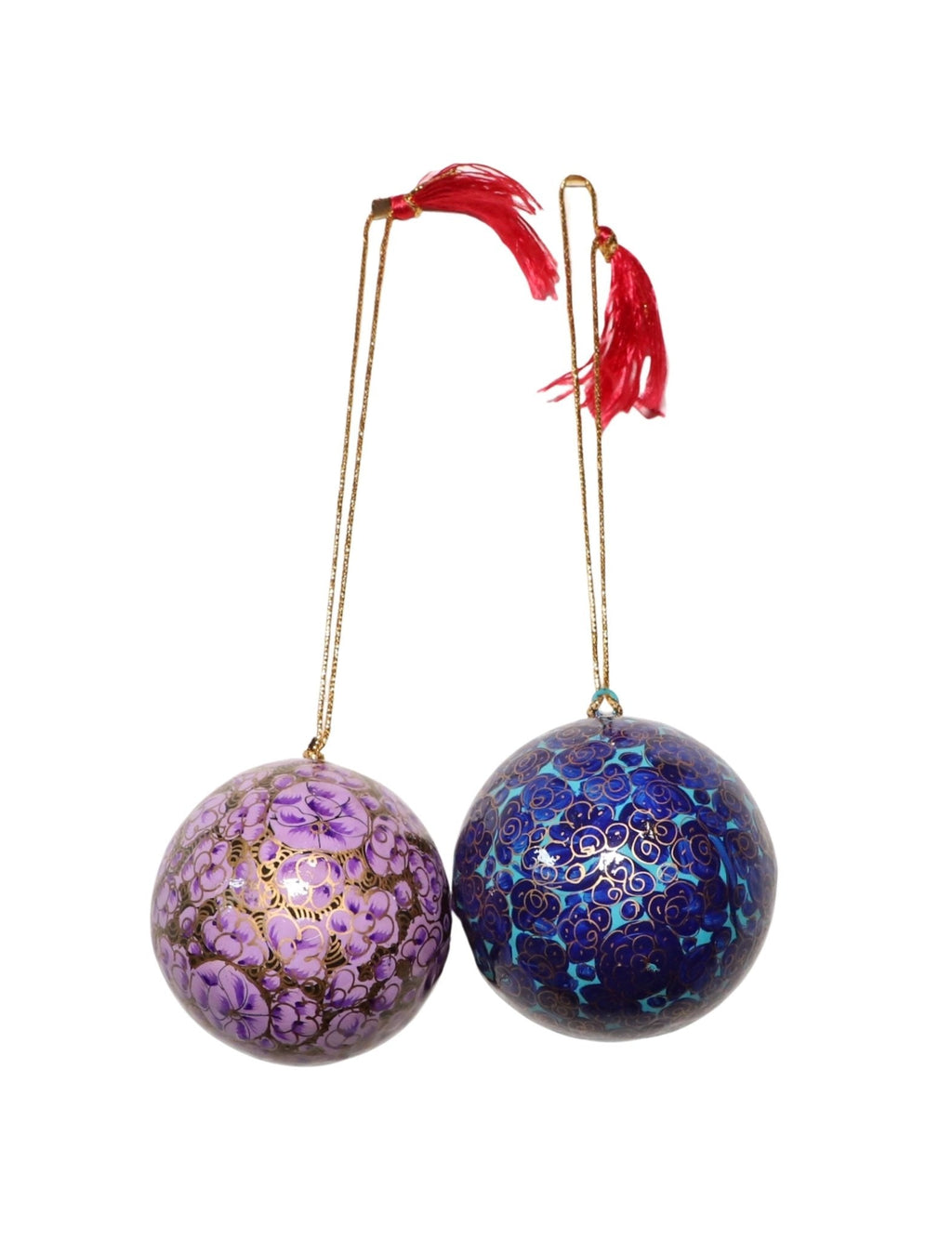 Floral Christmas Ornaments – Hand-Painted Papier-Mâché