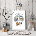 Christmas Snowy Village Wall Art Print — Watercolor Muted Tones