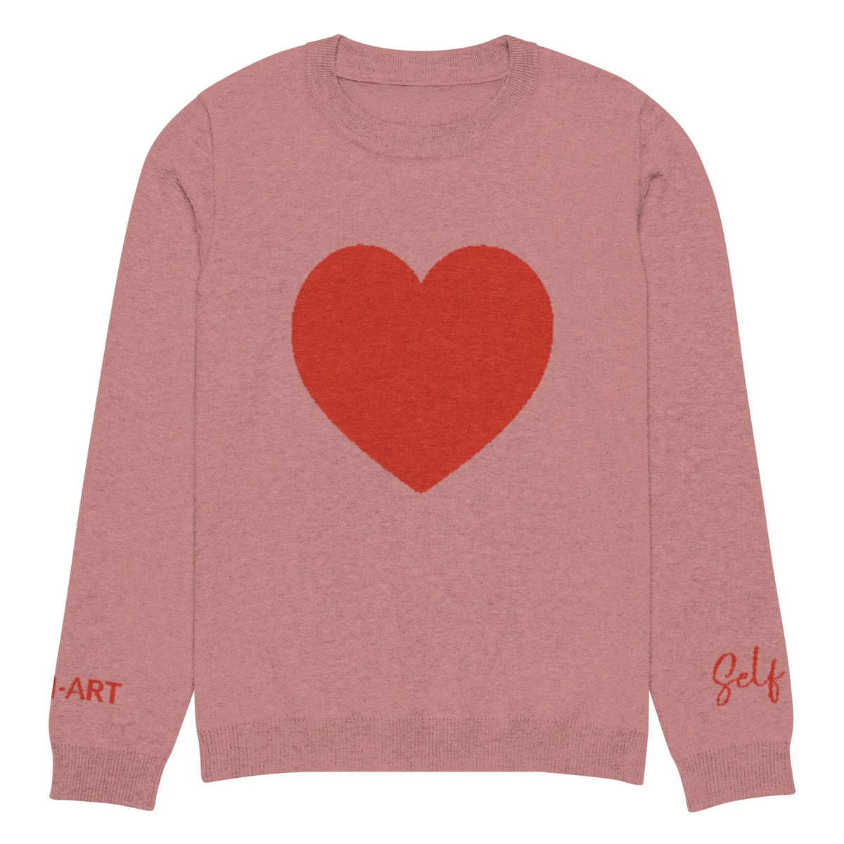 Heart Knitted crew neck sweater CORAL