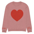 Heart Knitted crew neck sweater CORAL