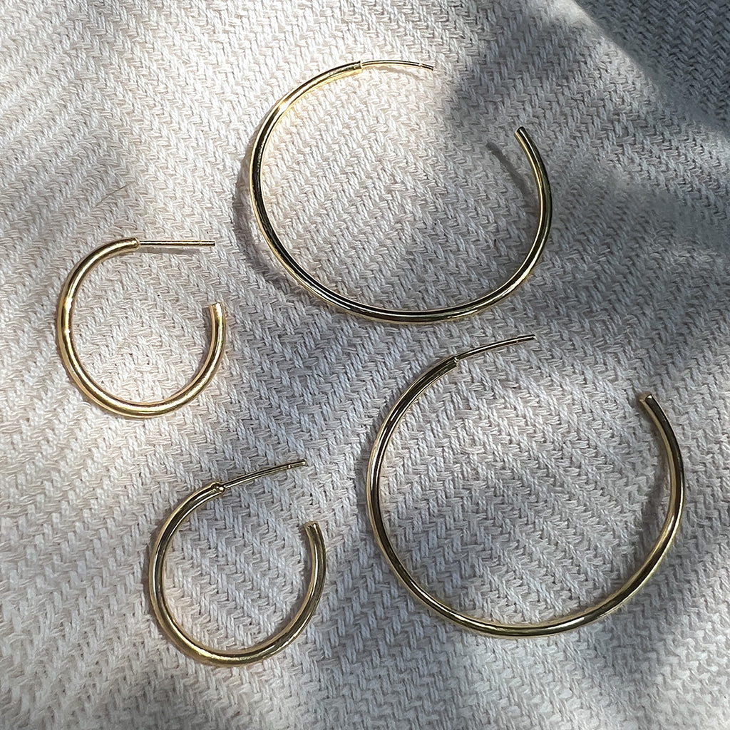 Classic Recycled Brass Hoop Earrings | 14K Gold Plated