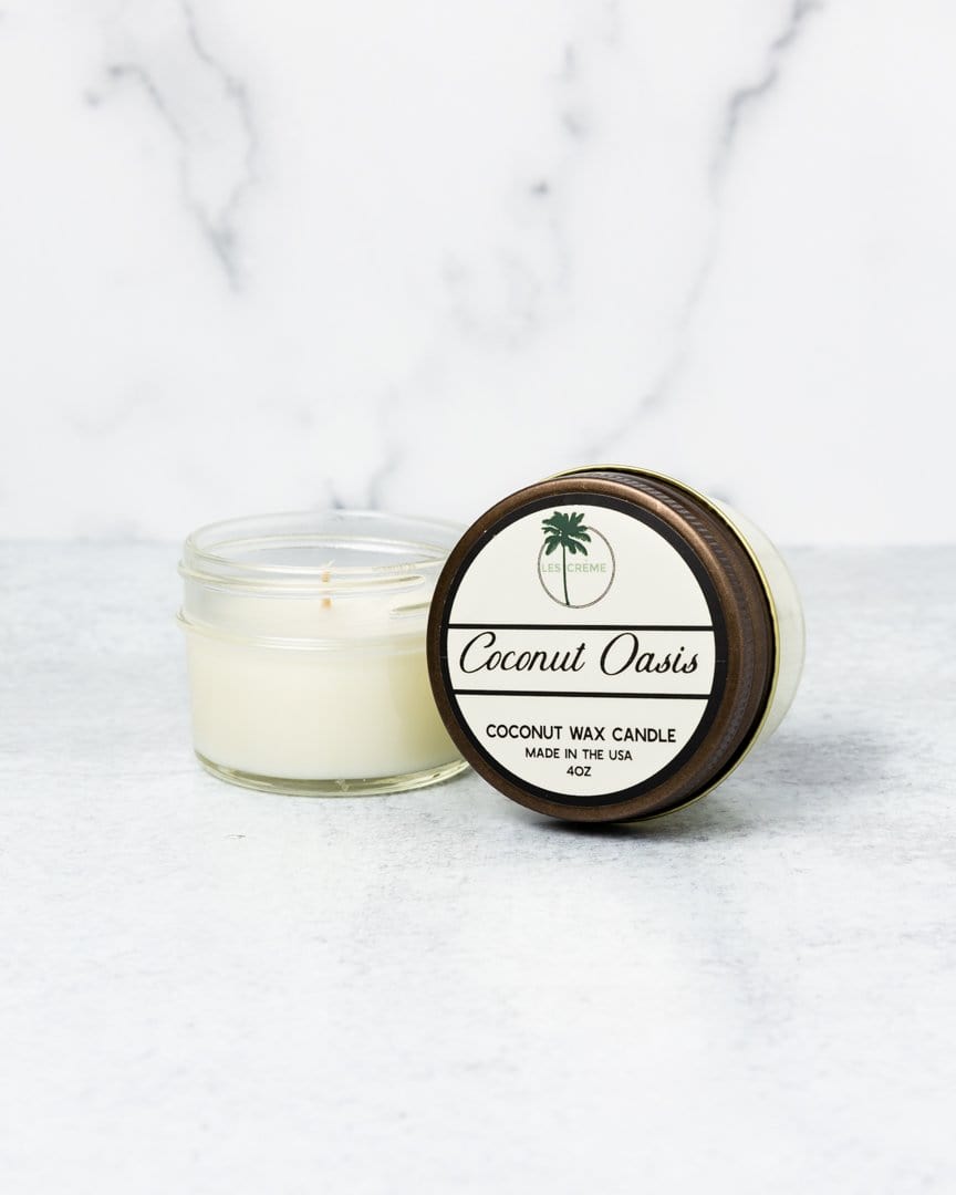 Coconut Oasis | 100% Botanical All Natural Coconut Wax Candle | Toxin-Free | Cotton Wick | Les Crème