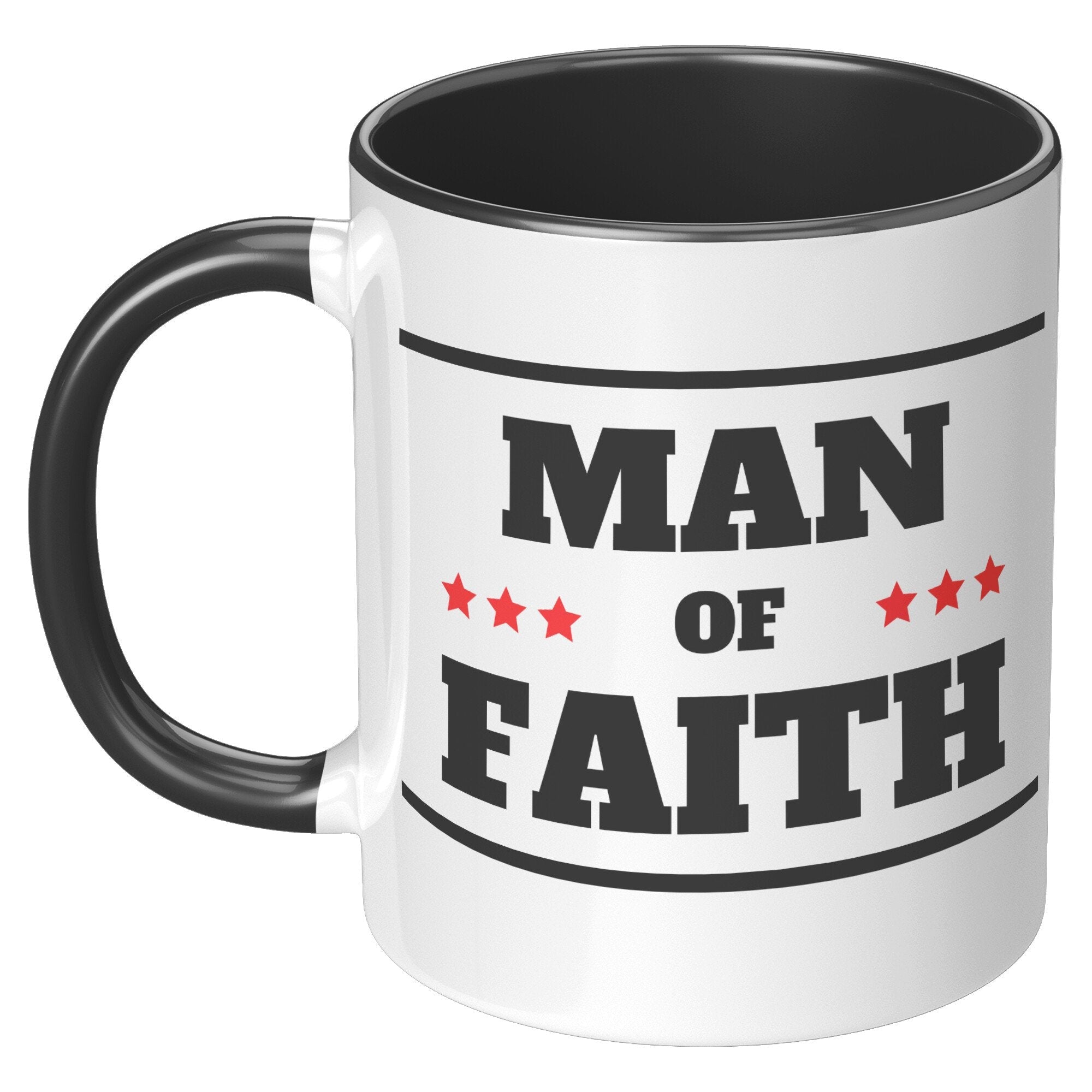 Coffee Cup, Accent Ceramic Mug 11oz (set of two),, Man of Faith