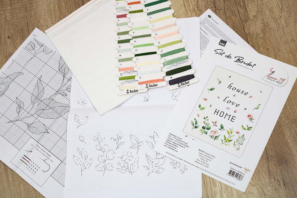 Leaves and Flowers Home Sampler Counted Cross Stitch Kit by Luca-S B1162L