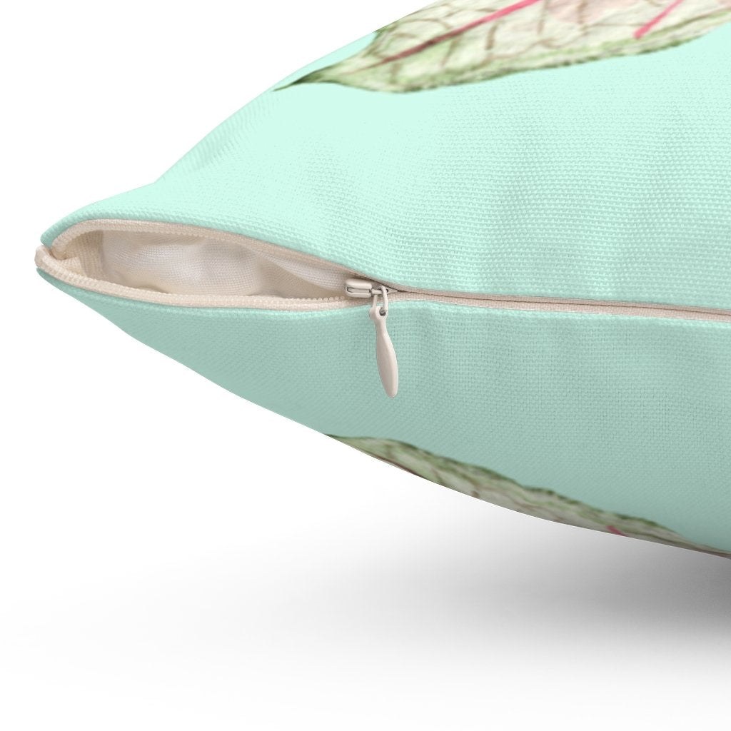 Green Leaf Square Accent Pillow — Botanical Home Decor | 4 Sizes