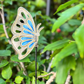 Blue Butterfly Garden Stake – Hand-Painted Metal Art