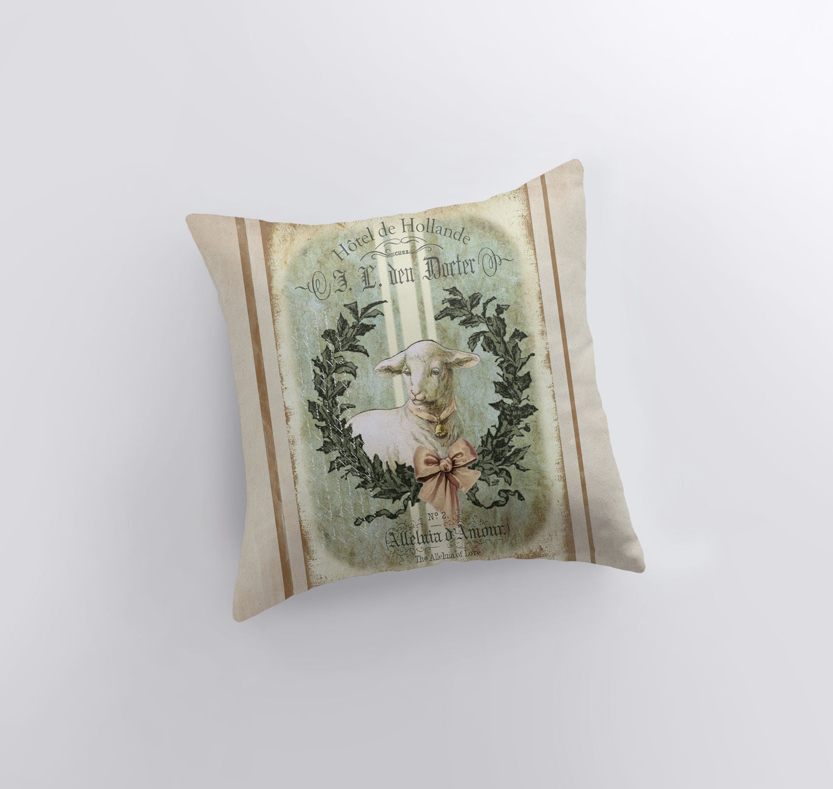 Vintage Lamb Pillow Cover — Handmade Farmhouse Decor