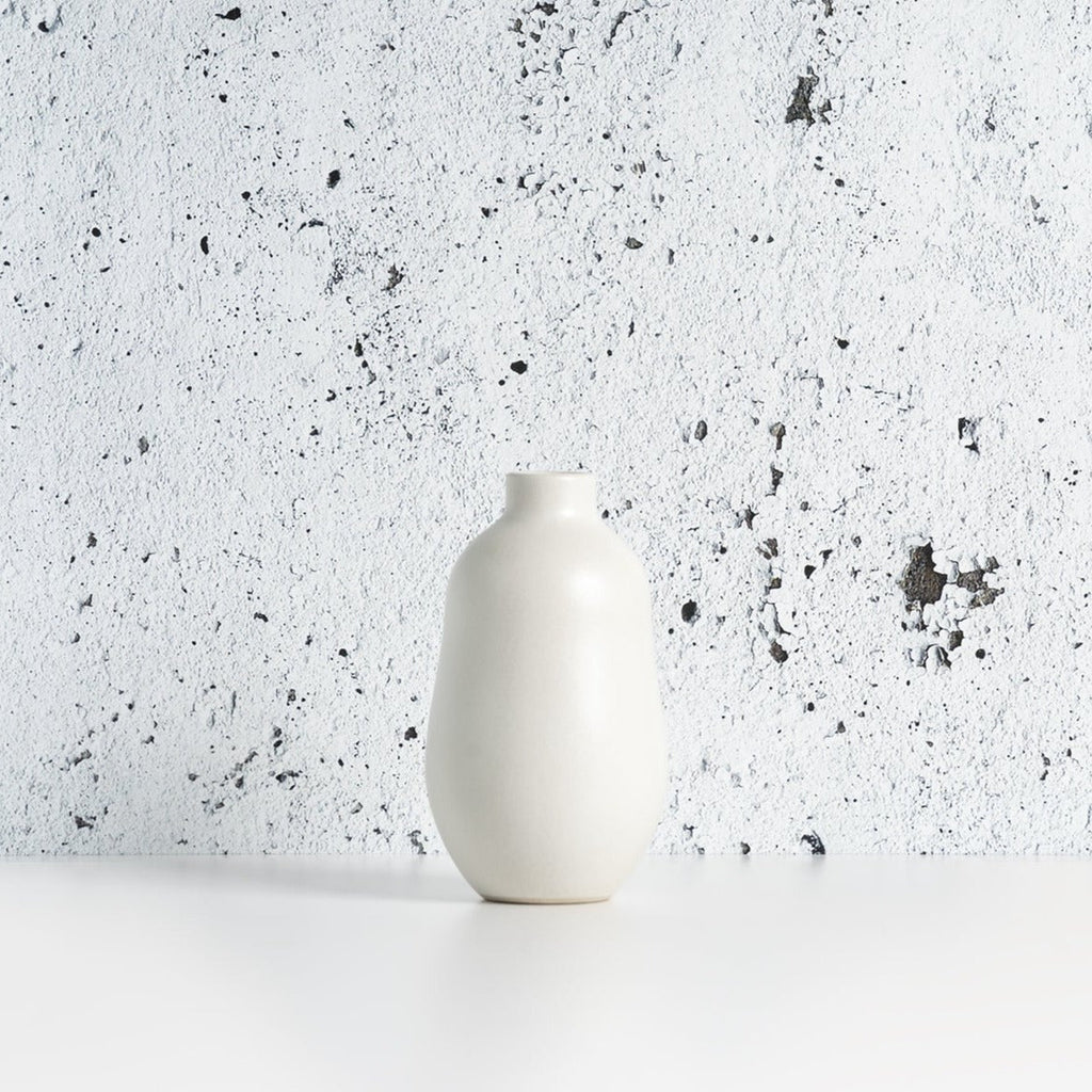 Stoneware Vase | Handmade in Tunisia | Toxic-Free | Glossy Green, White & Black