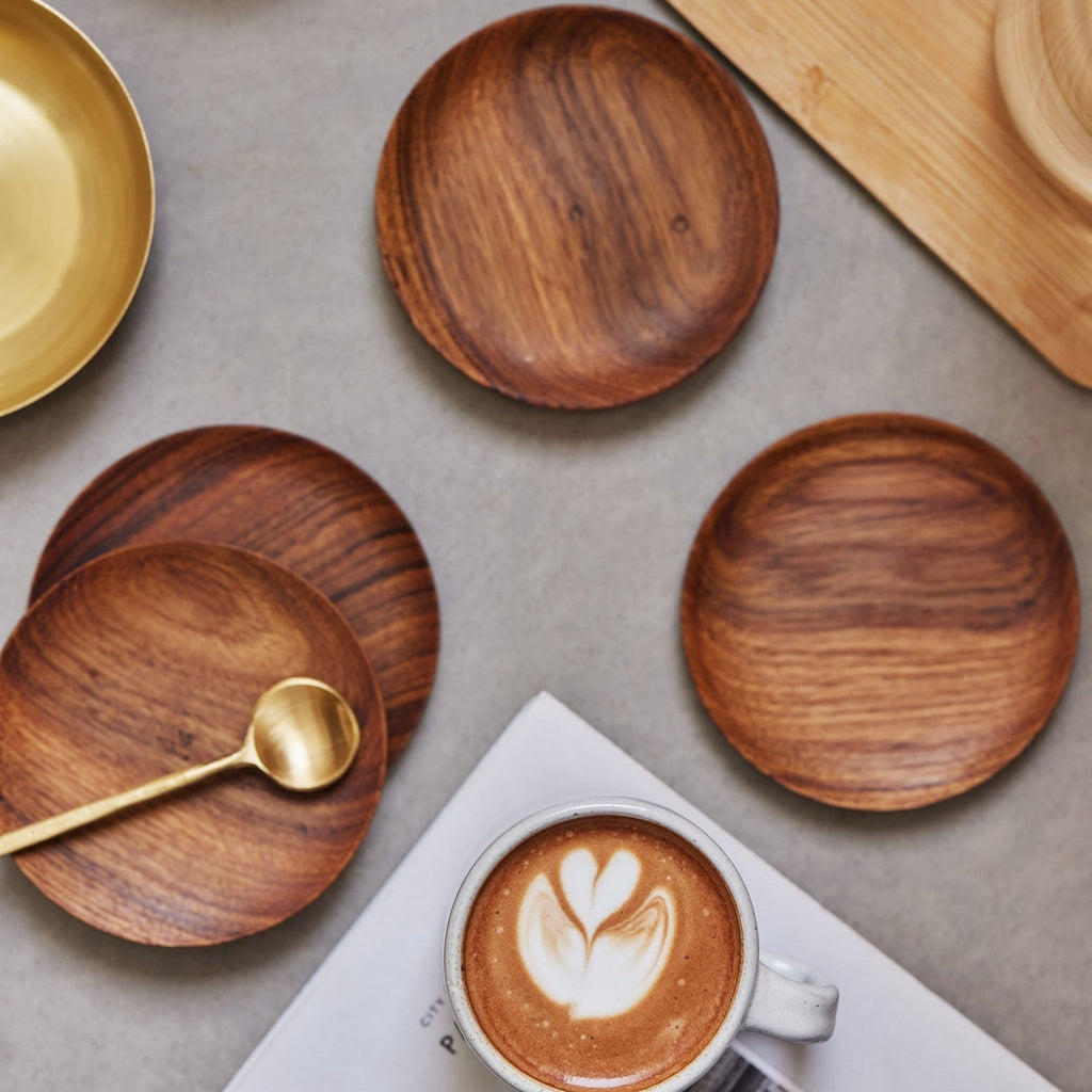 Teak Wood Coasters | Set of 4 | Premium Reclaimed Teak | 4" Round