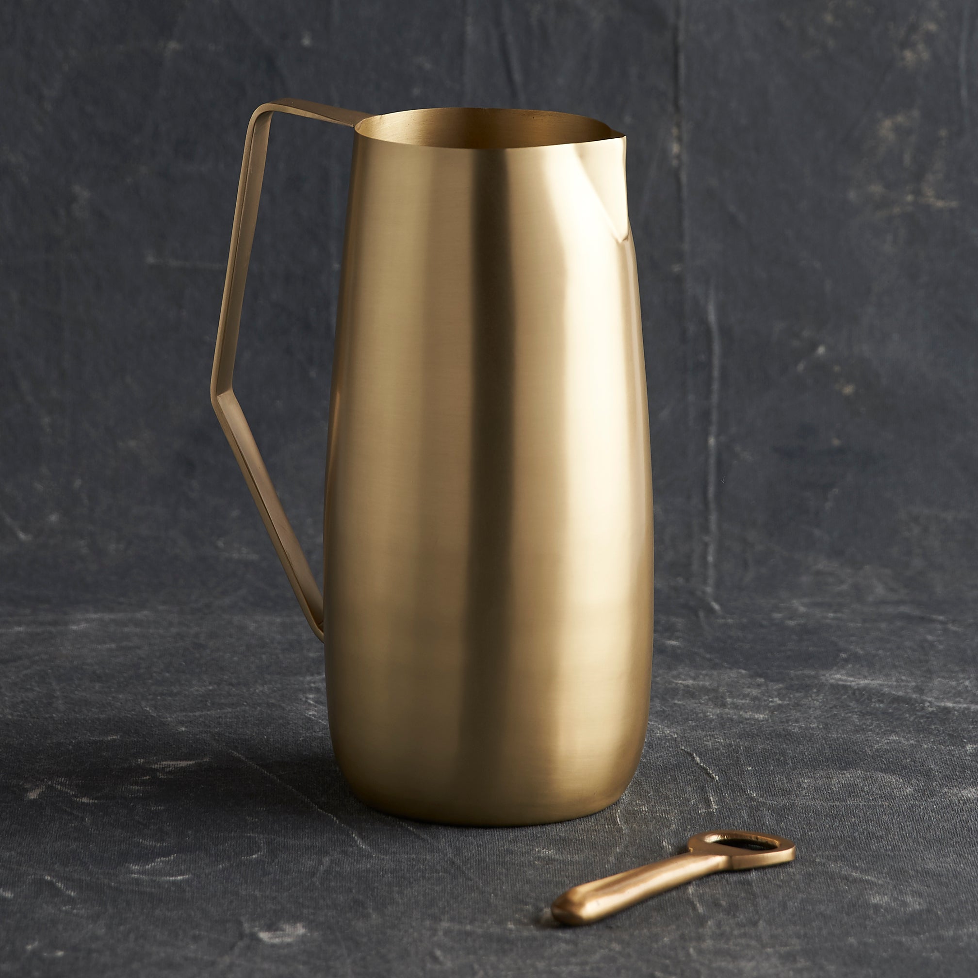 Artisan Brass Pitcher | 64 oz | Handcrafted Brass Sheet | Angled Handle | Powered by People